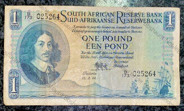 MH DE KOCK 1 POUND 18-2-1954 E/A 3RD ISSUE B173