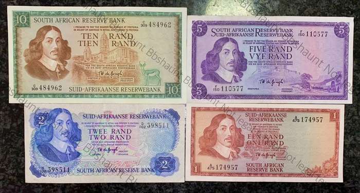 COMPLETE SET OF TW DE JONGH & DECIMALS R10 TO R1 - GOOD CONDITION 1967-1975( 1 BID TAKES ALL)