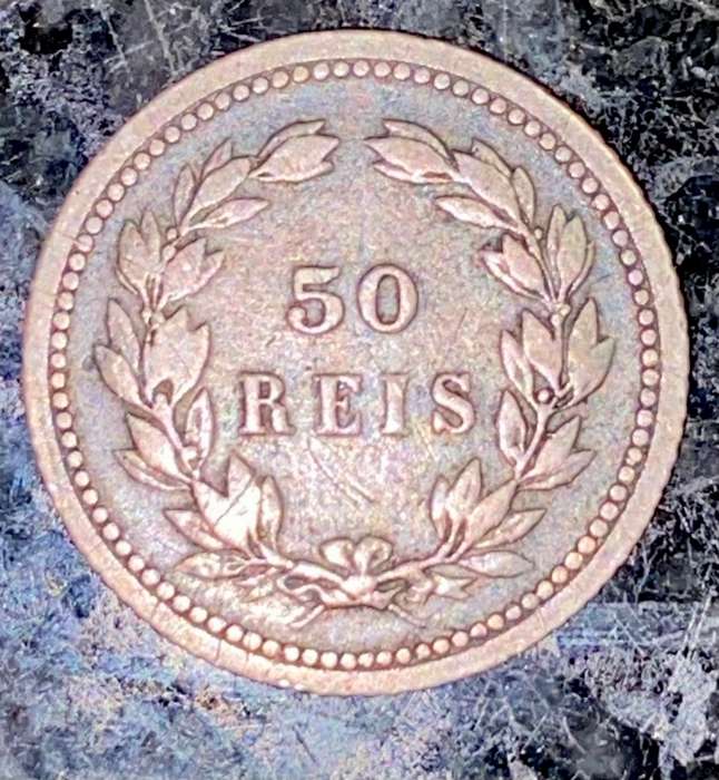 PORTUGAL SILVER 50 REIS 1893