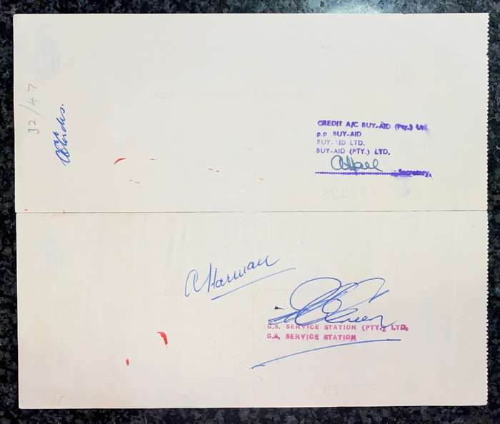 BARCLAYS BANK COLONIAL & OVERSEAS IN SEQ POUND & SHILLING 1956 STAMPED -- ST JOHNS AMBULANCE BRIGAD