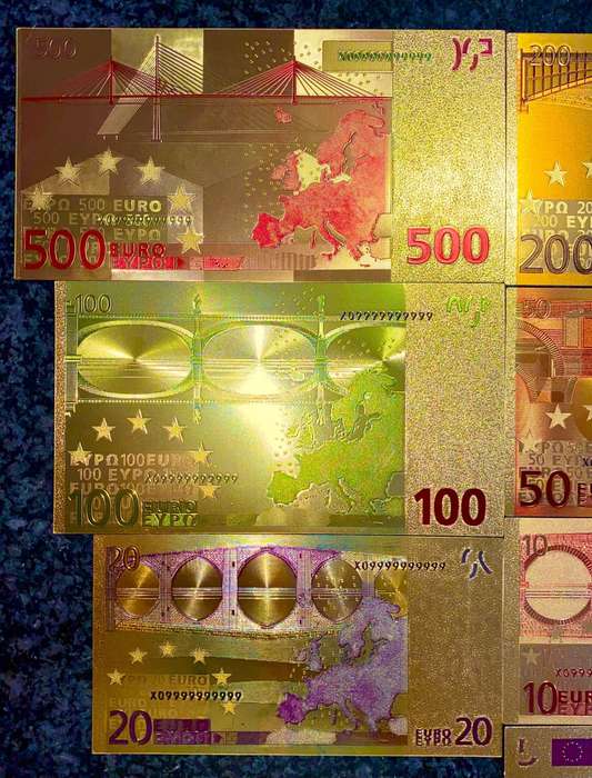 EURO COLORIZED GOLD FOIL - FULL SET FROM 500 EURO TO 5 EURO 2002 - X09999999999(1 BID TAKES ALL 7)