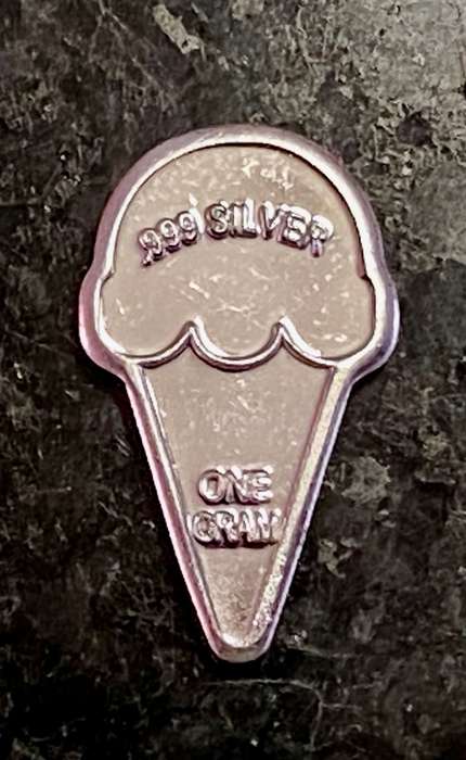 999 SILVER -- ICE CREAM CONES -- 1 GRAM FINE SILVER (BID PER ICE CREAM)