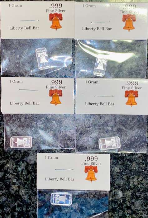 U S A -- THE LIBERTY BELL + CERT - UNITED STATES OF AMERICA - 1 GRAM FINE SILVER BARS(BID PER BAR)