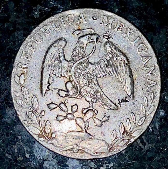 MEXICO SILVER 8 REALES 1890 - EAGLE WITH SNAKE ON CACTUS - 8R.MO.1890.A.M.10D.20G. MEXICO MINT