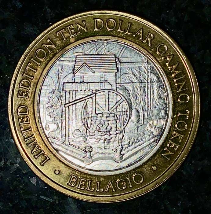 LAS VEGAS SILVER $10 BELLAGIO LIMITED EDITION GAMING TOKEN .999 FINE SILVER 35,40grams