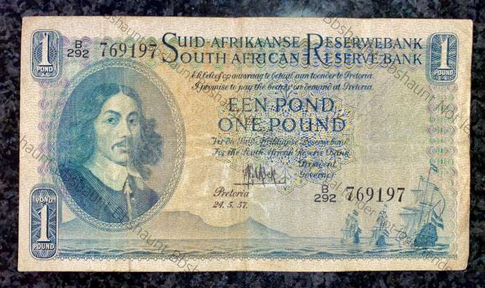 MH DE KOCK 1 POUND 24-5-1957 E/A 3RD ISSUE B292