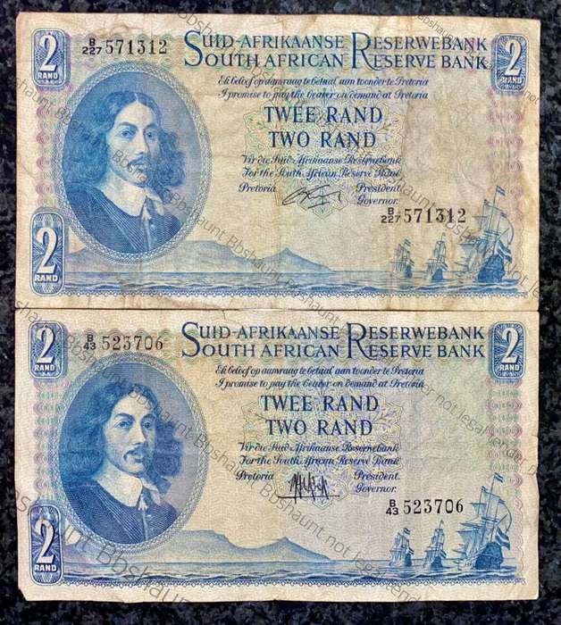 SET OF R2 BOTH GOVENNERS MH DE KOCK B43 - 1961 & G RISSIK B227 - 1962( 1 BID TAKES ALL)