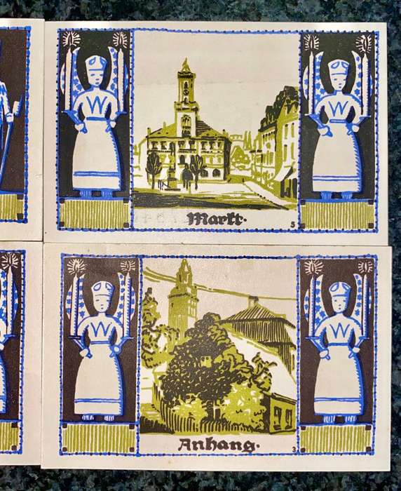 GERMANY - SET OF GSHNEEBERG 50 PFENNIG 1921 UNC NOTGELD (EMERGENCY MONEY) - AMAZING ART
