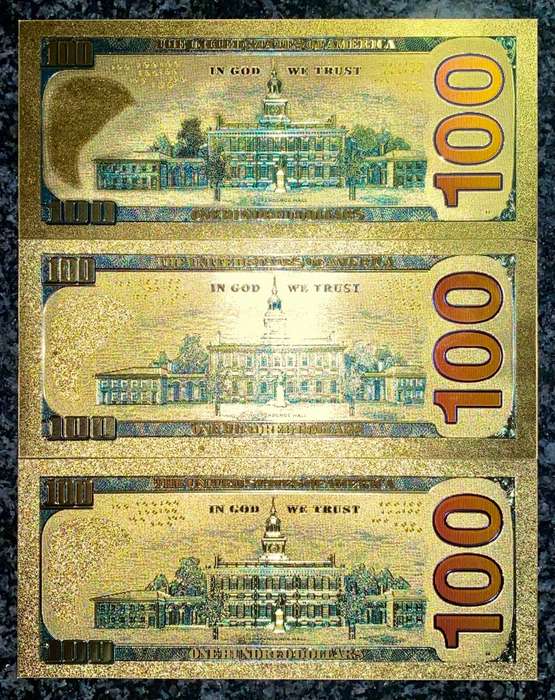 U S A - 100 DOLLARS - MANCHESTER UNITED, INTER MIAMI, REAL MADRID - COLORIZED GOLD FOIL 999 CARD -