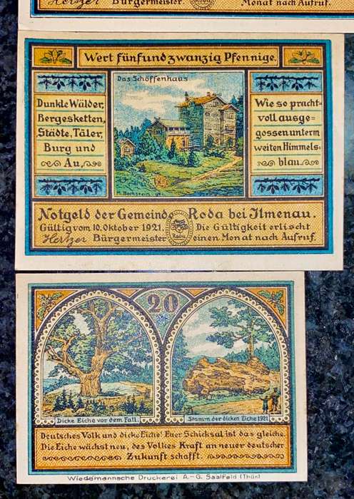 GERMANY SET - RODA 50 PFENNIG, 25 PF & 20 PFENNIG 1921 - UNC NOTGELD (EMERGENCY MONEY) - AMAZING ART