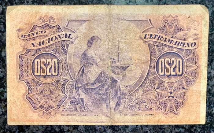 MOZAMBIQUE 20 CENTAVOS LISBOA 5TH NOVEMBER 1914 LORENZO MARQUEZ BLUE ULTRAMARINO