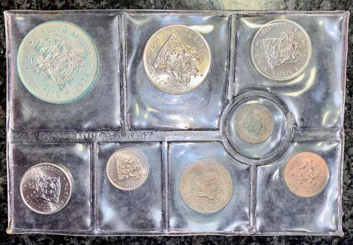 S A MINT UNCIRCULATED SET --1974 -- SILVER R1 TO 1/2 CENT 50TH ANNIVERSARY SA MINT -SEALED FROM MINT