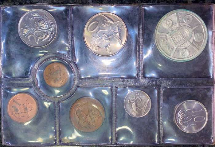 S A MINT UNCIRCULATED SET --1974 -- SILVER R1 TO 1/2 CENT 50TH ANNIVERSARY SA MINT -SEALED FROM MINT