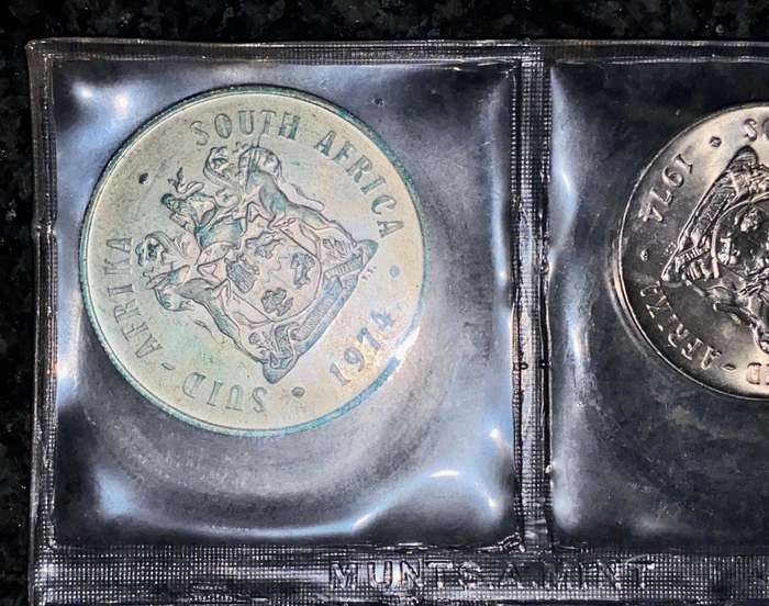 S A MINT UNCIRCULATED SET --1974 -- SILVER R1 TO 1/2 CENT 50TH ANNIVERSARY SA MINT -SEALED FROM MINT