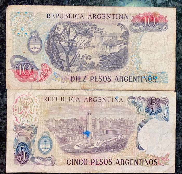 ARGENTINA SET 10 PESOS & 5 PESO (1 BID TAKES ALL)