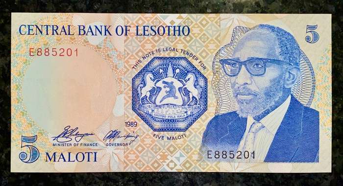 LESOTHO 5 MALOTI 1989 UNC