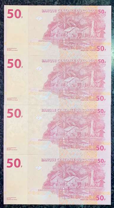 CONGO 50 FRANCS IN SEQUENCE KD7184210-207 UNC 2013 (1 BID TAKES ALL)