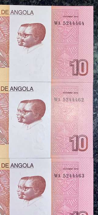 ANGOLA 10 KWACHA IN SEQUENCE WA5244462-464 UNC 2012(1 BID TAKES ALL)