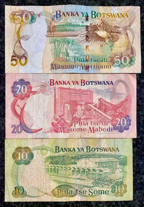 BOTSWANA SET 50 PULA 2000 - 20 PULA 1999 & 10 PULA 2007 ND(1 BID TAKES ALL)