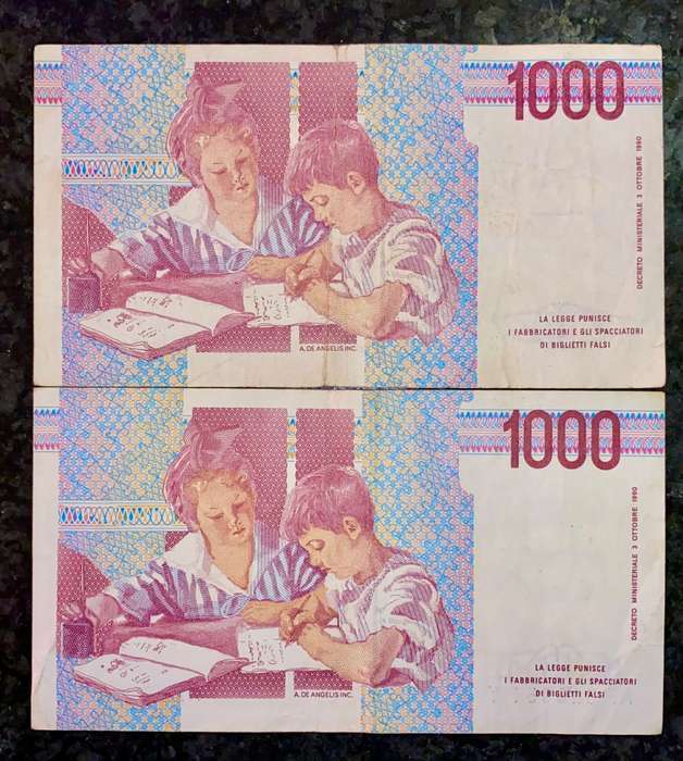 ITALY SET 1000 LIRE TWO DIFFERENT SIGNATURES(1 BID TAKES ALL)