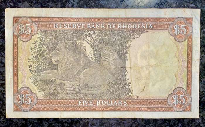 RHODESIA 5 DOLLARS 1978 C.J RHODES WTM M18