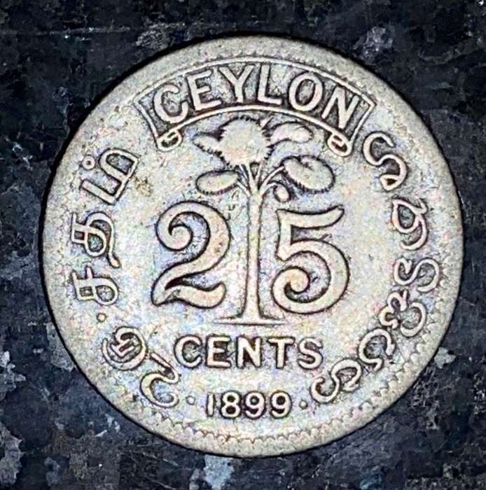 CEYLON SILVER 25 CENT 1899