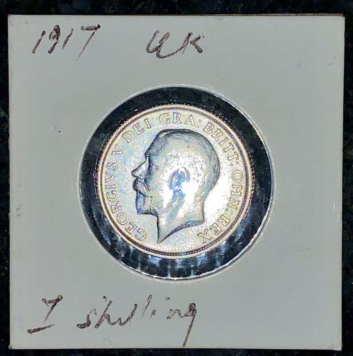 GREAT BRITAIN SILVER 1 SHILLING 1917 STERLING SILVER IN COIN FLIP