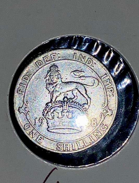 GREAT BRITAIN SILVER 1 SHILLING 1908 STERLING SILVER IN COIN FLIP