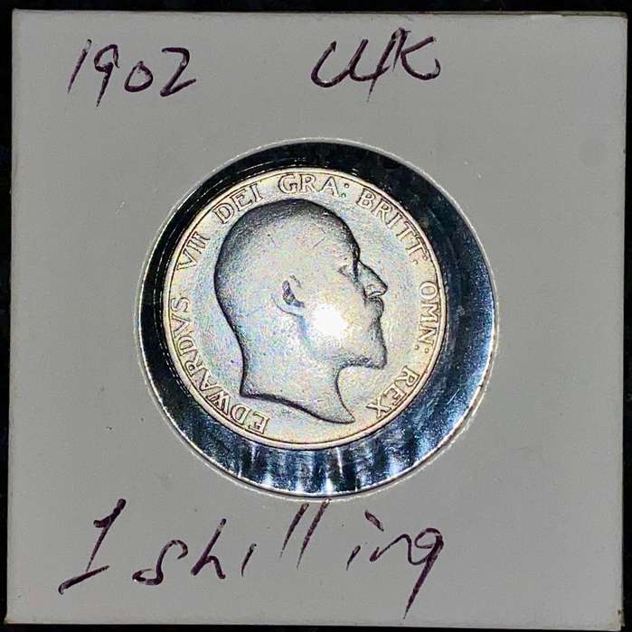 GREAT BRITAIN SILVER 1 SHILLING 1902 STERLING SILVER IN COIN FLIP
