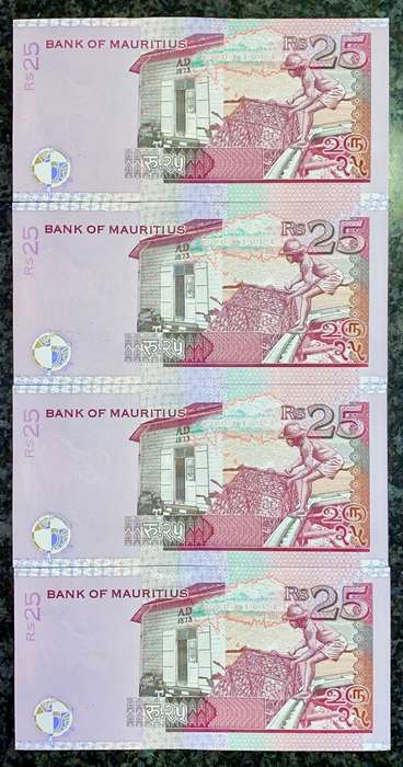 MAURITIUS 25 RUPEES IN SEQUENCE AE048300-297 UNC 1999(1 BID TAKES ALL)
