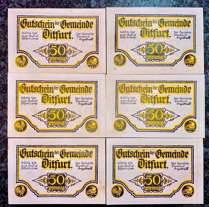 GERMANY SET - DITFURT - 50 PFENNIG 1921 - UNC NOTGELD (EMERGENCY MONEY) - AMAZING ART(1 BID TAKE AL