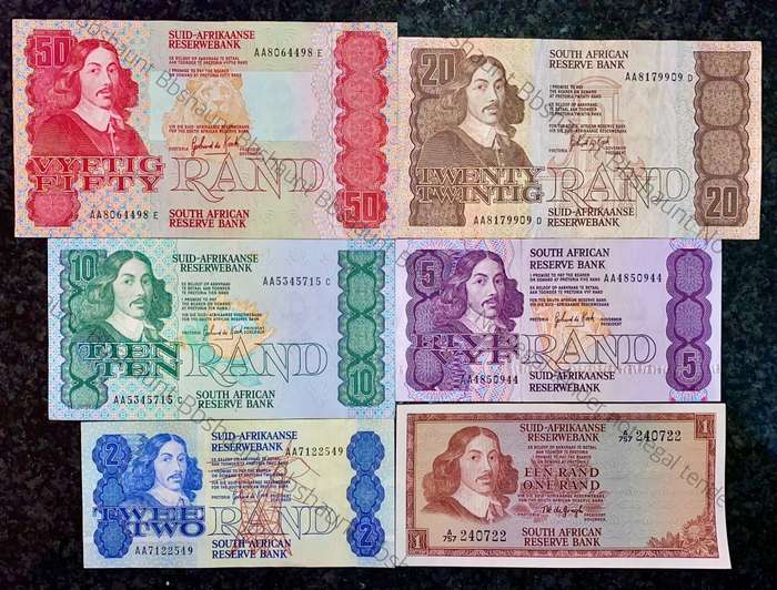 COMPLETE SET OF ALL AA GPC DE KOCK & DECIMALS R50AA TO R2A - 1980s(R1A TW DE JONGH)(1 BID TAKES AL