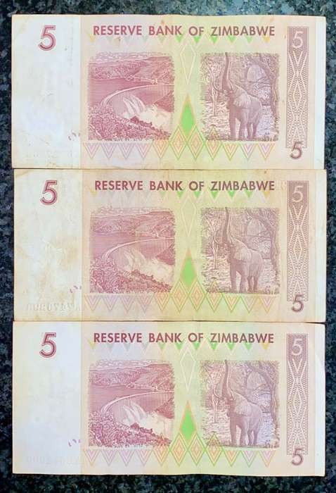 ZIMBABWE 5 DOLLAR AA 2007 LONG NECK BIRD WTM (1 BID TAKES ALL)
