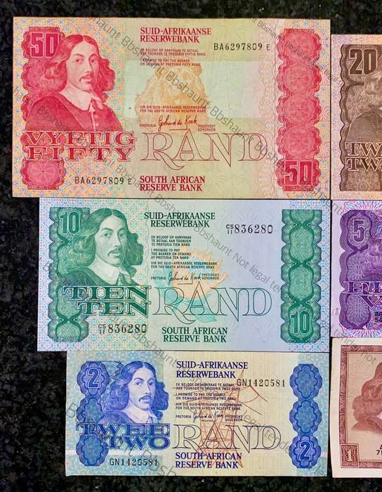 COMPLETE SET OF GPC DE KOCK & DECIMALS R50 SCARCE BA SERIE`S TO R2 -- 1980s (R1 TW DE JONGH 1967)
