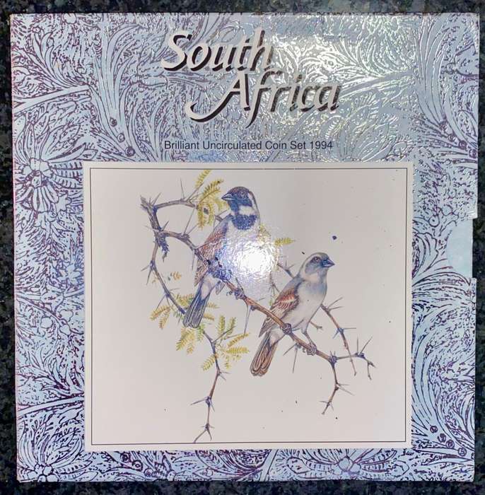SOUTH AFRICA MINT BRILLIANT UNCIRCULATED COIN SET R5 TO 1 CENT -- 1994 -- IN ORIGINAL FOLDER