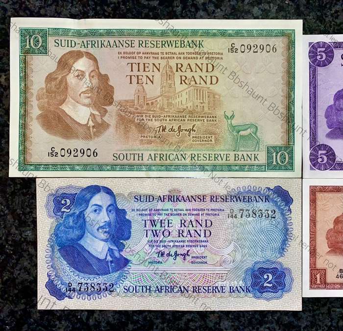 COMPLETE SET OF TW DE JONGH & DECIMALS R10 TO R1 - GOOD CONDITION 1967-1975( 1 BID TAKES ALL)