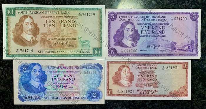 COMPLETE SET OF TW DE JONGH & DECIMALS R10 TO R1 - MOSTLY SPRINGBUCK WTM 1967-1975( 1 BID TAKES ALL)