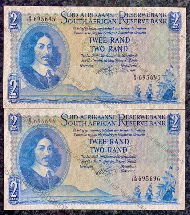 G RISSIK R2 IN SEQUENCE B131 /695695-696 UNC A/E FIRST ISSUE 1962 (1 BID TAKES ALL)
