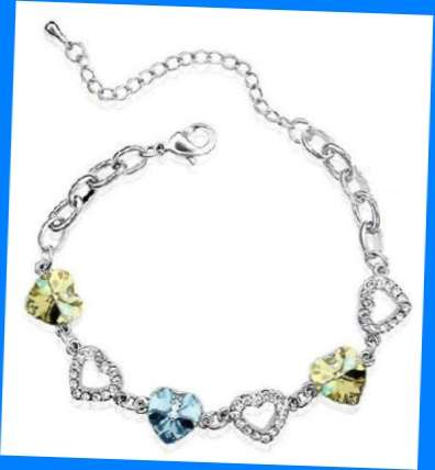 *R1* - DAZZLING YELLOW AND BLUE HEART SWAROVSKI ELEMENTS BRACELET