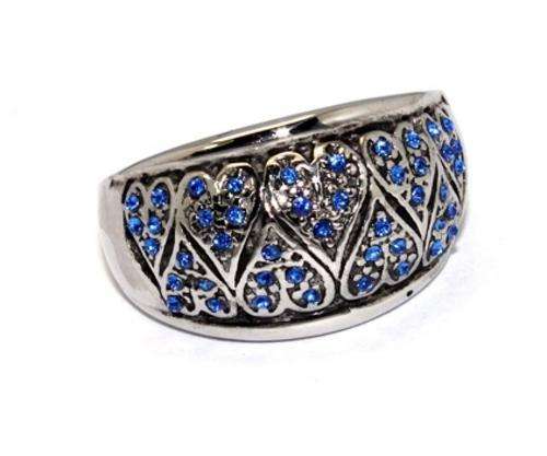 PRETTY BLUE CZ HEART SS RING - SIZES : 7 and 8 available