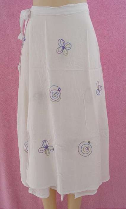 SOFT WHITE EMBROIDERED WRAP AROUND SKIRT
