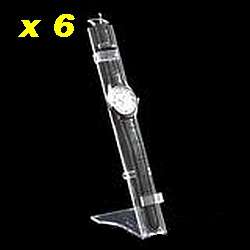 LOT OF 6 x CLEAR PERSPEX WATCH STANDS
