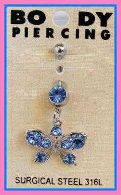 Butterfly Belly Ring - BLUE