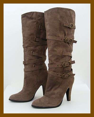 SIZE: 6 - TAUPE SUEDE BUCKLE UP BOOTS FROM ZOOM