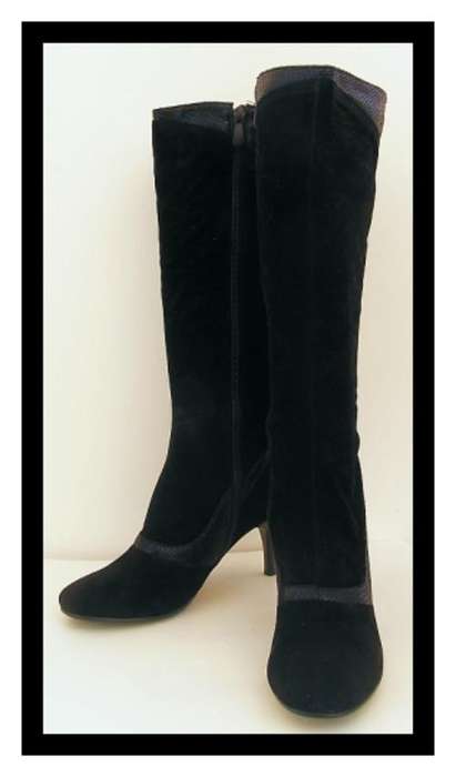 SIZE: 7 - BLACK DETAILED STILLETO BOOTS FROM FOSCHINI
