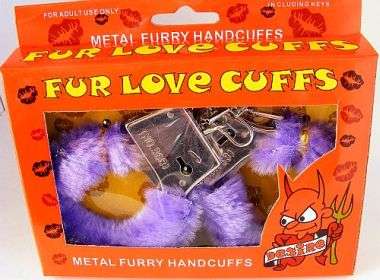 FUR LOVE CUFFS - METAL FURRY HANDCUFFS - PURPLE