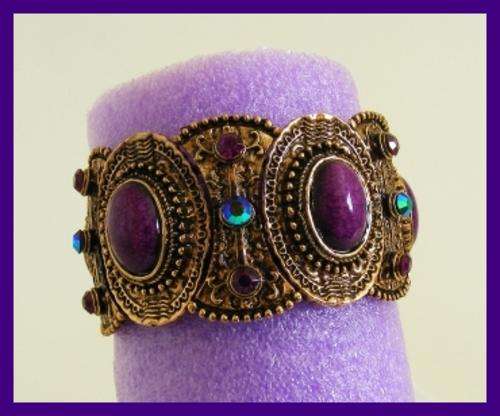 FASHION BRONZE & RHINESTONE STRETCH BRACELET
