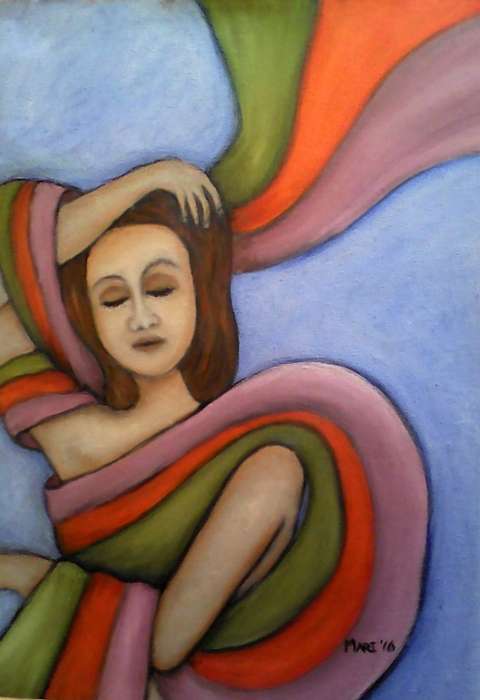 Original Oil "Aura Energy 3"  by Mari Mackie on 300x400mm