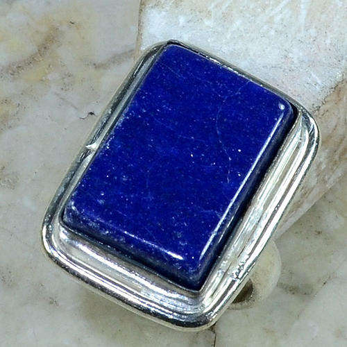 OUTSTANDING LAPIS LAZULI NATURAL GEMSTONE 925 SILVER RING #7