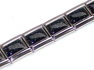 9mm (as Nomination) Starter Bracelet BLACK SHIMMER - 18 Links - GOES WITH EVERYTHING